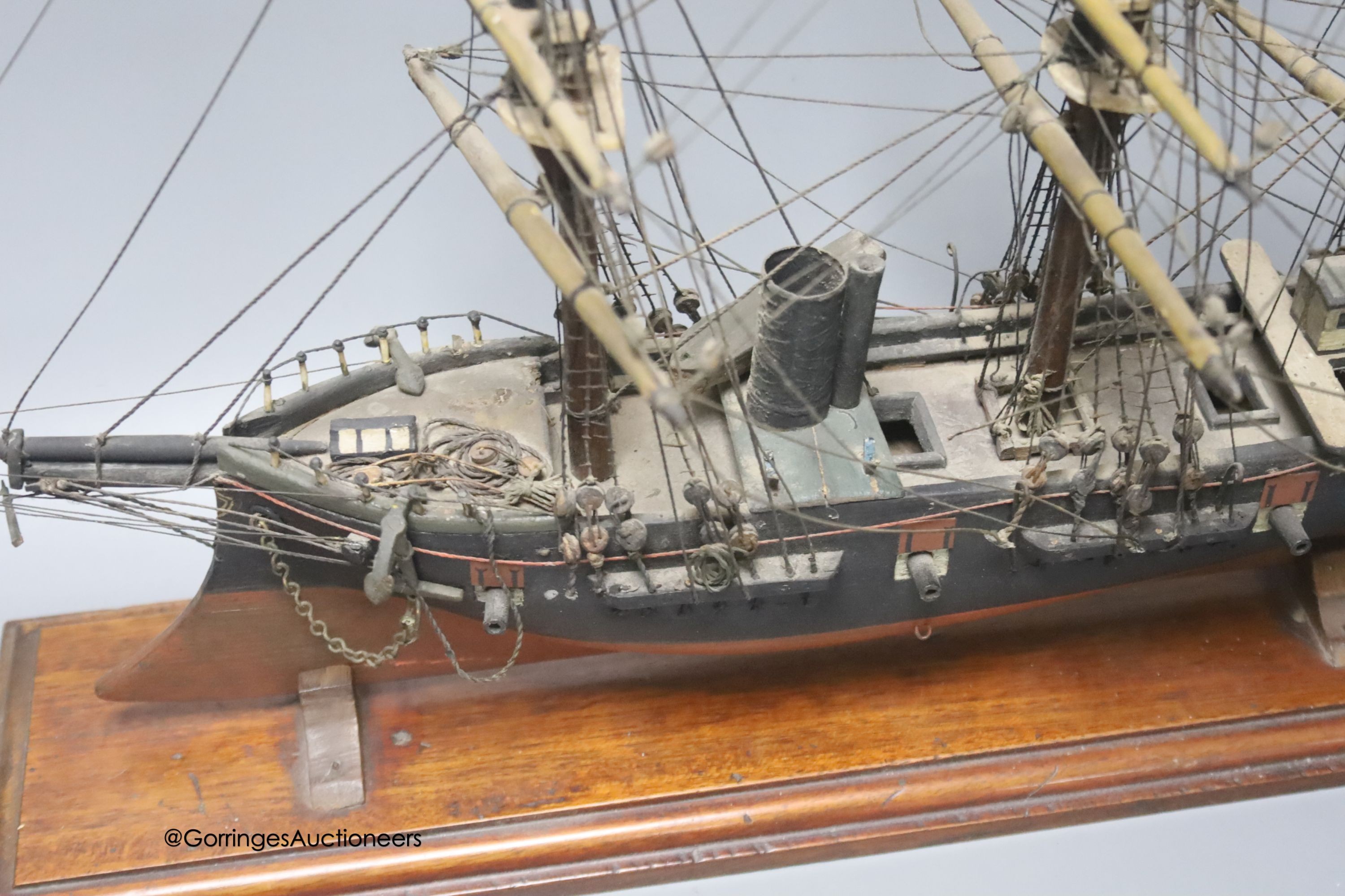 A late 19th century scratch built model of an ice breaker ship, length 48cm